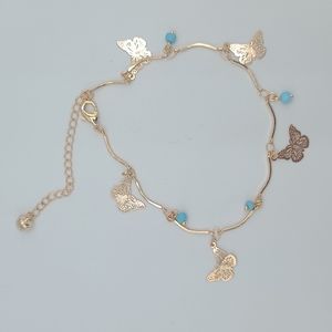 GOLD TONE BUTTERFLYS ANKLE BRACELET